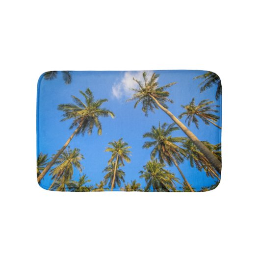 Tropical Palm Trees und Blue Sky Fun Sommerlich Badematte (Vorderseite)