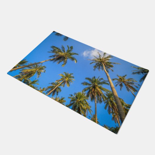 Tropical Palm Trees und Blue Sky Fun Sommerlich Fußmatte (Schrägansicht)
