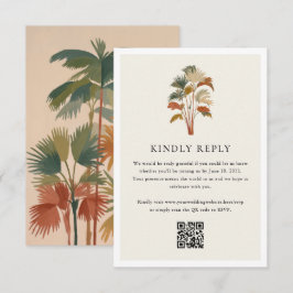Tropical Palm Trees Watercolor Pastel Boho Hochzei RSVP Karte