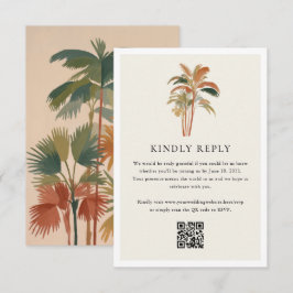 Tropical Palm Trees Watercolor Pastel Boho Hochzei RSVP Karte