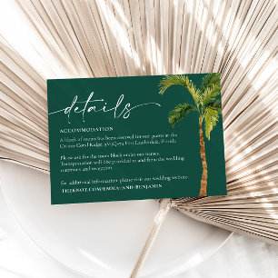 Tropical Palm Trees Wedding Details Umschließkarte Begleitkarte