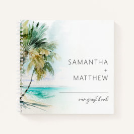 Tropical Palm Trees Wedding Guest Book Notizblock