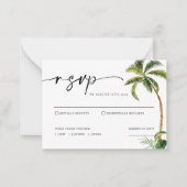Tropical Palm Trees Wedding RSVP Card Mitteilungskarte (Vorderseite)