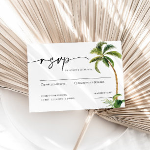 Tropical Palm Trees Wedding RSVP Card Mitteilungskarte