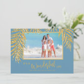 Tropical Palm Trees Weihnachtsfest Foto Feiertagskarte (Stehend Vorderseite)