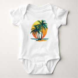 Tropical Palm Trees with Vibrant Sunset Baby Strampler