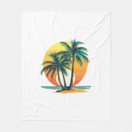 Tropical Palm Trees with Vibrant Sunset Fleecedecke