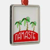 Tropical Palm Trees Yoga Namaste Weihnachten Ornament Aus Metall (Rechts)