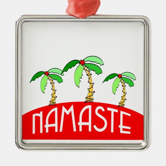 Tropical Palm Trees Yoga Namaste Weihnachten Ornament Aus Metall (Vorne)