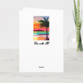 Tropical Palm Tres und Sunset Themed Birthday Karte (Rückseite)