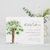 Tropical Palm Watercolor Brautparty laden ein Dankeskarte (Stehend Vorderseite)