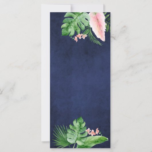 Tropical Palm Watercolor Navy Blue Wedding Program (Rückseite)