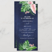 Tropical Palm Watercolor Navy Blue Wedding Program (Vorne/Hinten)