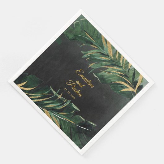 Tropical Palm Wedding 8" Square Dinner Napkins Serviette (Ecke)