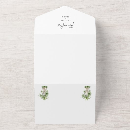 Tropical Palm Wedding All In One Einladung (Außenbereich)