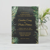 Tropical Palm Wedding Einladung (Stehend Vorderseite)