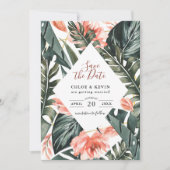 Tropical Palm Wedding Flat Save the Date Card (Vorderseite)