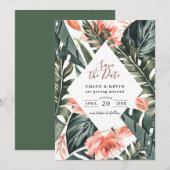 Tropical Palm Wedding Flat Save the Date Card (Vorne/Hinten)