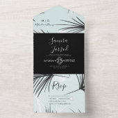 Tropical Palm Wedding Hand Drawn All In One Einladung (Innen Boden)