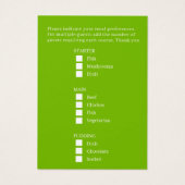Tropical palm wedding meal choice small cards (Rückseite)