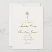Tropical Palm Wedding Save the Date Card Einladung (Vorderseite)