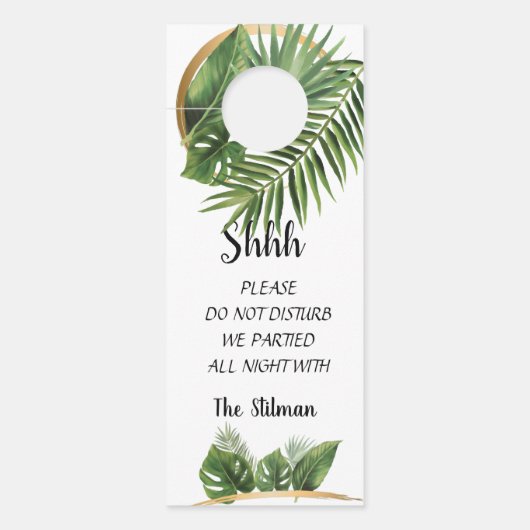 Tropical Palm Wedding Welcome Door Hanger Türanhänger (Vorderseite)