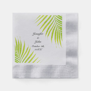 Tropical Palm Weddings Glittery Green Gold Silver Serviette