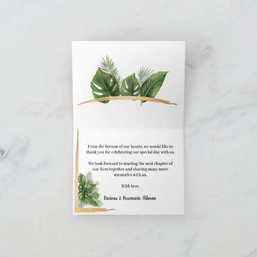 Tropical Palm Wedge Danke Karte (Innenseite)