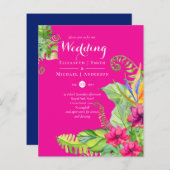 Tropical Palm Wedites Einladungen Fuchsia Ginger N (Vorne/Hinten)