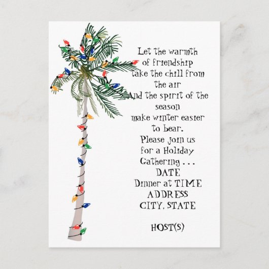 Tropical Palm Weihnachtsbaum Feiertag einladen Einladungspostkarte (Vorderseite)