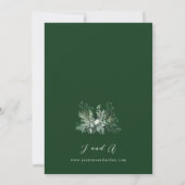 Tropical Palm & White Floral Wedding V2B LNM Green Einladung (Rückseite)