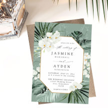 Tropical Palm & White Floral Wedding V2B LNM Green