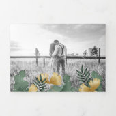 Tropical Palm White Marble Gold Ananas Hochzeit Dreifach Gefaltete Einladung (Cover)