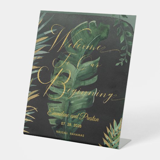 Tropical Palm Willkommen zu unseren Anfängen Sockelschild (Vorderseite)