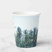 Tropical Palms & Beach Hochzeit in Urlaubsort Pappbecher (Rückseite)