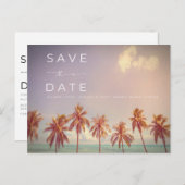 Tropical Palms Beach Hochzeit Save the Date Ankündigungspostkarte (Vorne/Hinten)