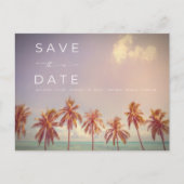 Tropical Palms Beach Hochzeit Save the Date Ankündigungspostkarte (Vorderseite)