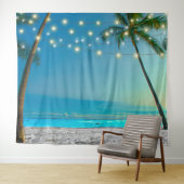 Tropical Palms Beach Lights Fotoshop Hintergrund Wandteppich (Beispiel (Horizontal))