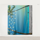 Tropical Palms Beach Lights Fotoshop Hintergrund Wandteppich (Vorderseite)