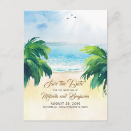 Tropical Palms Beach Romantik Save the Date Postkarte