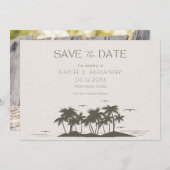 Tropical Palms Beach Wedding Foto Save The Date (Vorne/Hinten)