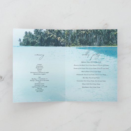 Tropical Palms Beach Wedding Order of Service Programm (Innenseite)