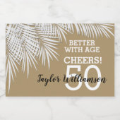 Tropical Palms Birthday Gold Mini Schaumweinetikett (Einzelnes Label)