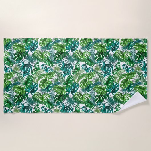 Tropical Palms Blätter Strandtuch (Vorderseite)