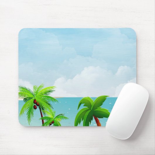 Tropical Palms Blue Sky Elegantes modernes Templat Mousepad (Mit Mouse)