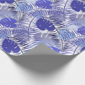 Tropical Palms Blue White Dschungel Print Geschenkpapier (Ecke)