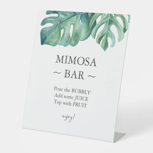 Tropical Palms Brautparty Mimosa Bar Sign Sockelschild (Vorderseite)