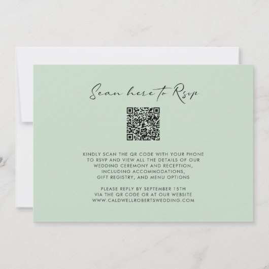 Tropical Palms Calligraphy Hochzeit in Urlaubsort Einladung (Rückseite)