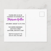 Tropical Palms Geburtstagsparty Einladung Postkart (Rückseite)