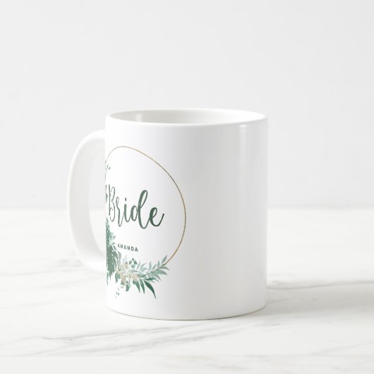 Tropical Palms Gold Circle Personalisiert Bridge Kaffeetasse (Vorderseite Links)